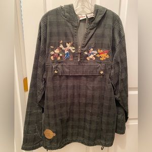 Disney Forest Green Corduroy Hoodie with Characters stitched on front - M Size